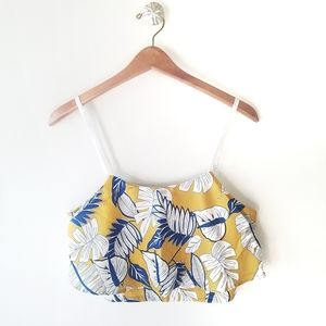 FANCYINN | Painted Lady Flowers and Monstera leaf print Crop Top size Medium